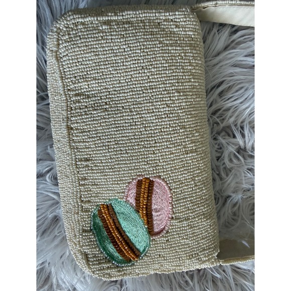 Viral TikTok Handcrafted Beaded Clutch Bag Coffee Croissant Macaron Handbag - Picture 5 of 6